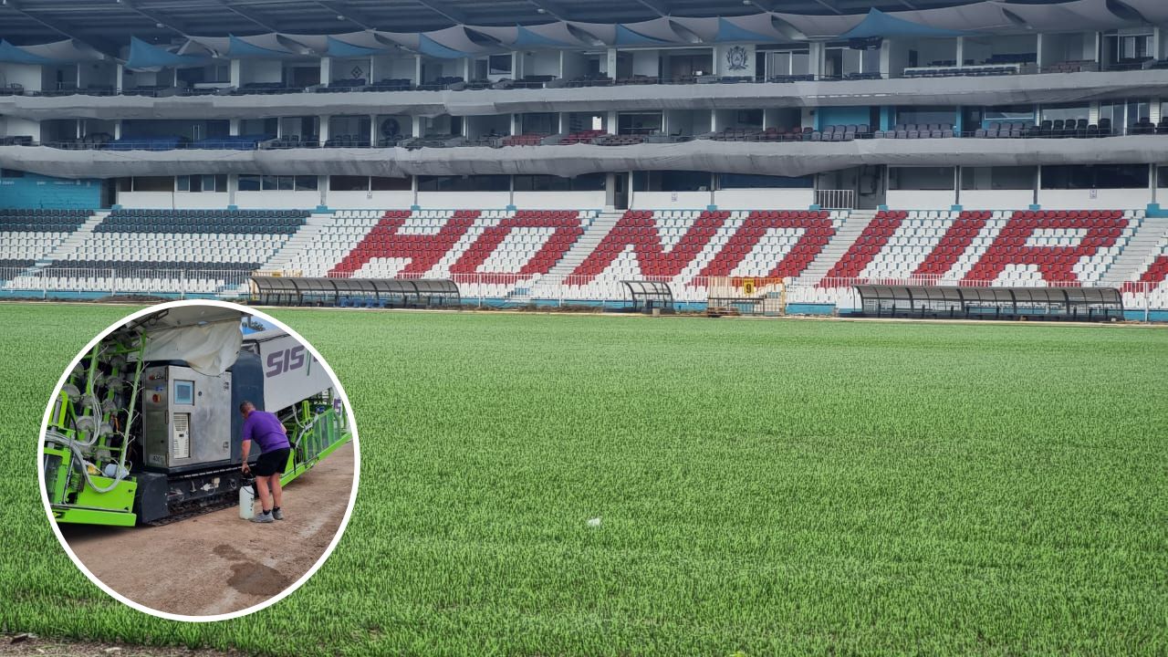 Así luce la cancha del estadio Nacional Chelato Uclés tras finalización del cosido de grama