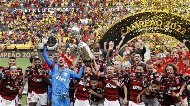 El Flamengo de Brasil es el campeón vigente de la Copa Libertadores, la cual ganó en 2022. Foto: EFE