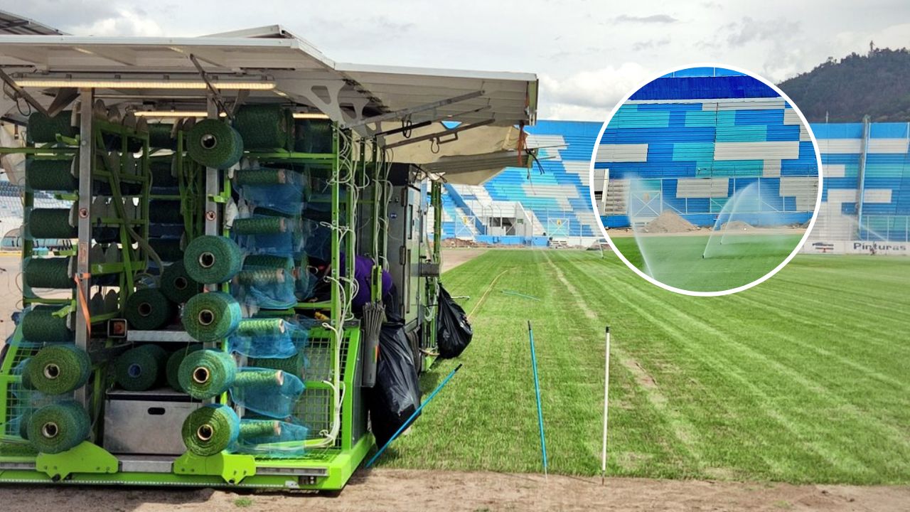 Muestran los últimos avances del cocido de la grama sintética en el estadio Nacional Chelato Uclés