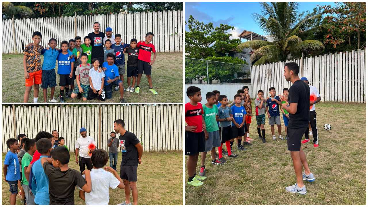 Jonathan Bornstein realiza especial visita a academia de fútbol en Roatán