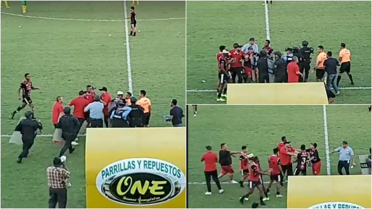 Partido de segunda división en Honduras termina en tremendo zafarrancho con 7 expulsados