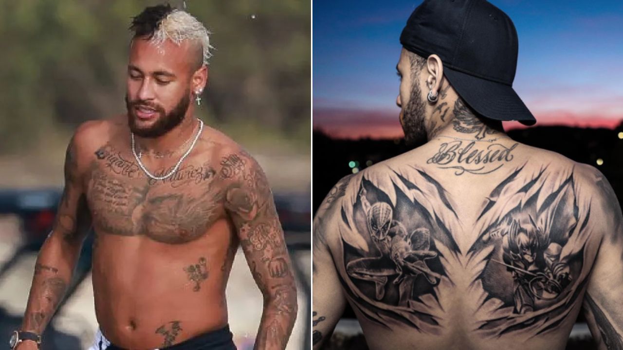 Los tatuajes que tiene Neymar en su torso y su espalda. Foto: Redes sociales