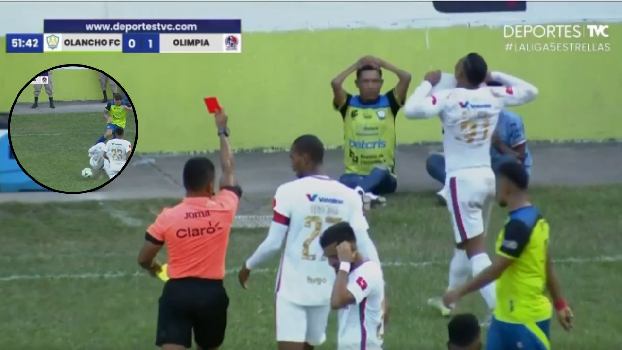 Así fue la falta que le costó la expulsión al Mango Sánchez en duelo vs Olancho FC