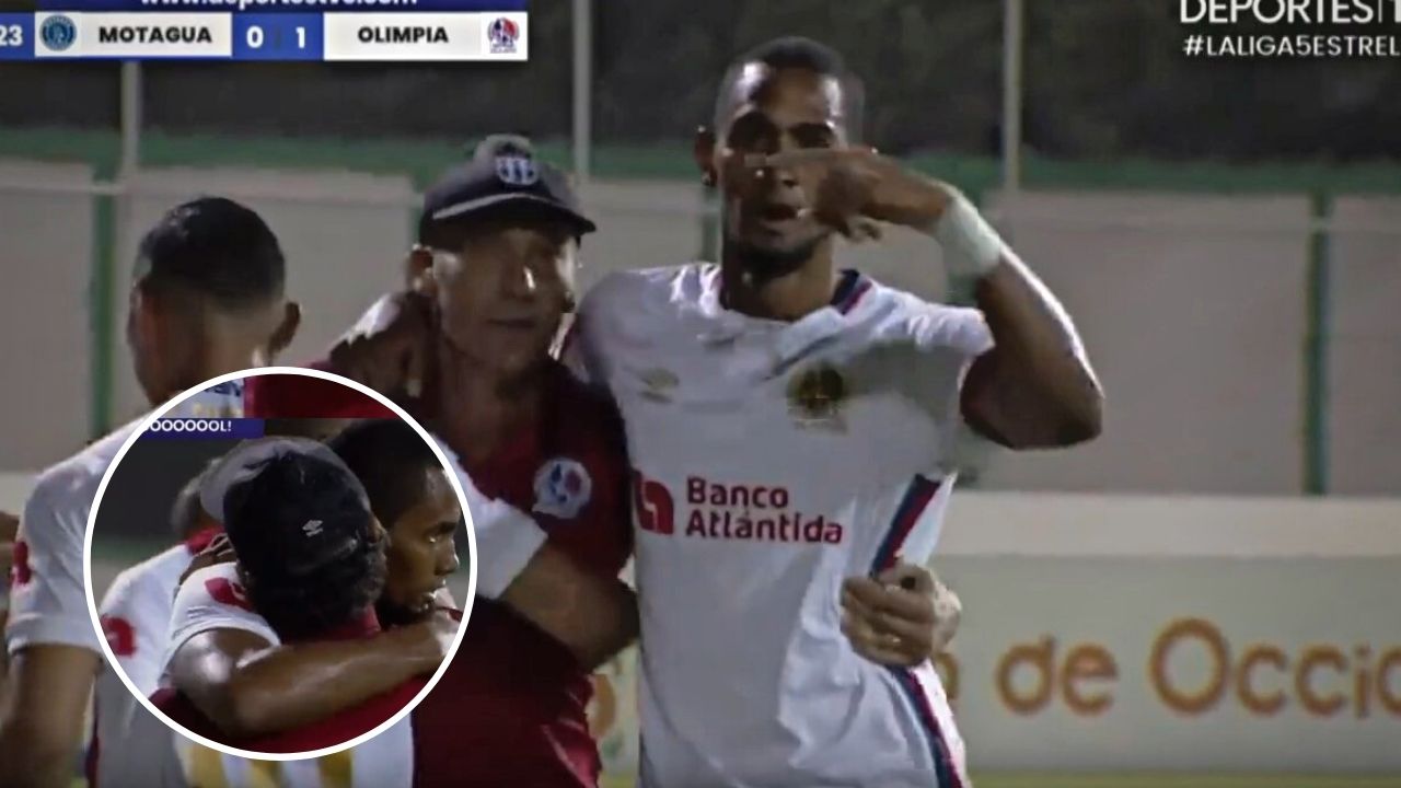 El gesto de Jerry Bengtson con Pedro Troglio tras adelantar a Olimpia en el clásico