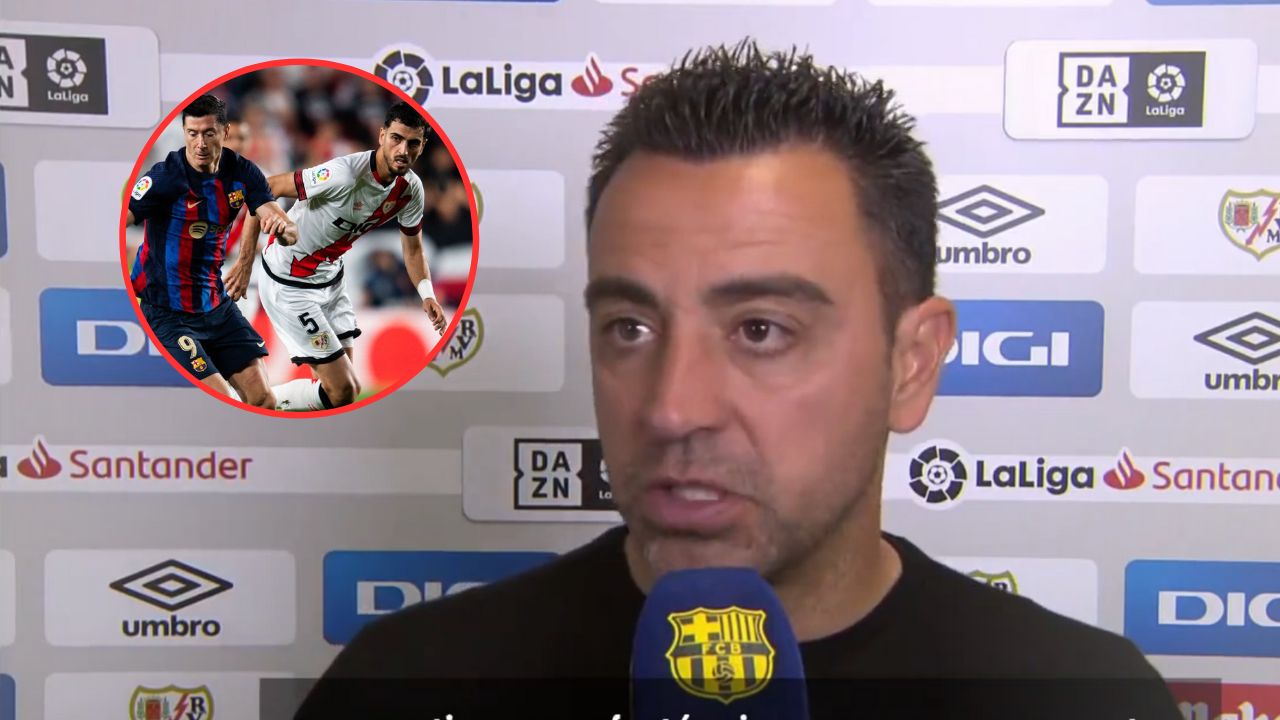 Xavi Hernández muestra su enfado tras la derrota ante Rayo Vallecano