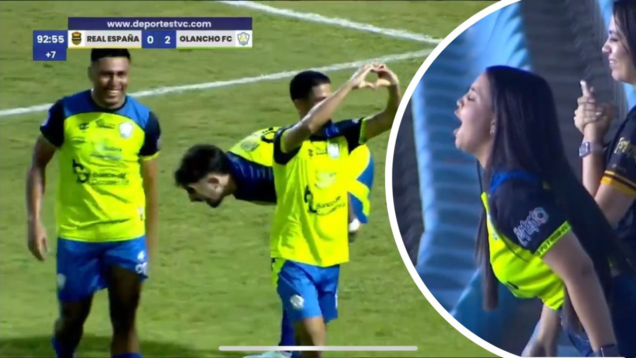 Novia de Cristian Cálix 'encantó' con la celebración del segundo gol del Olancho FC en el estadio Olímpico