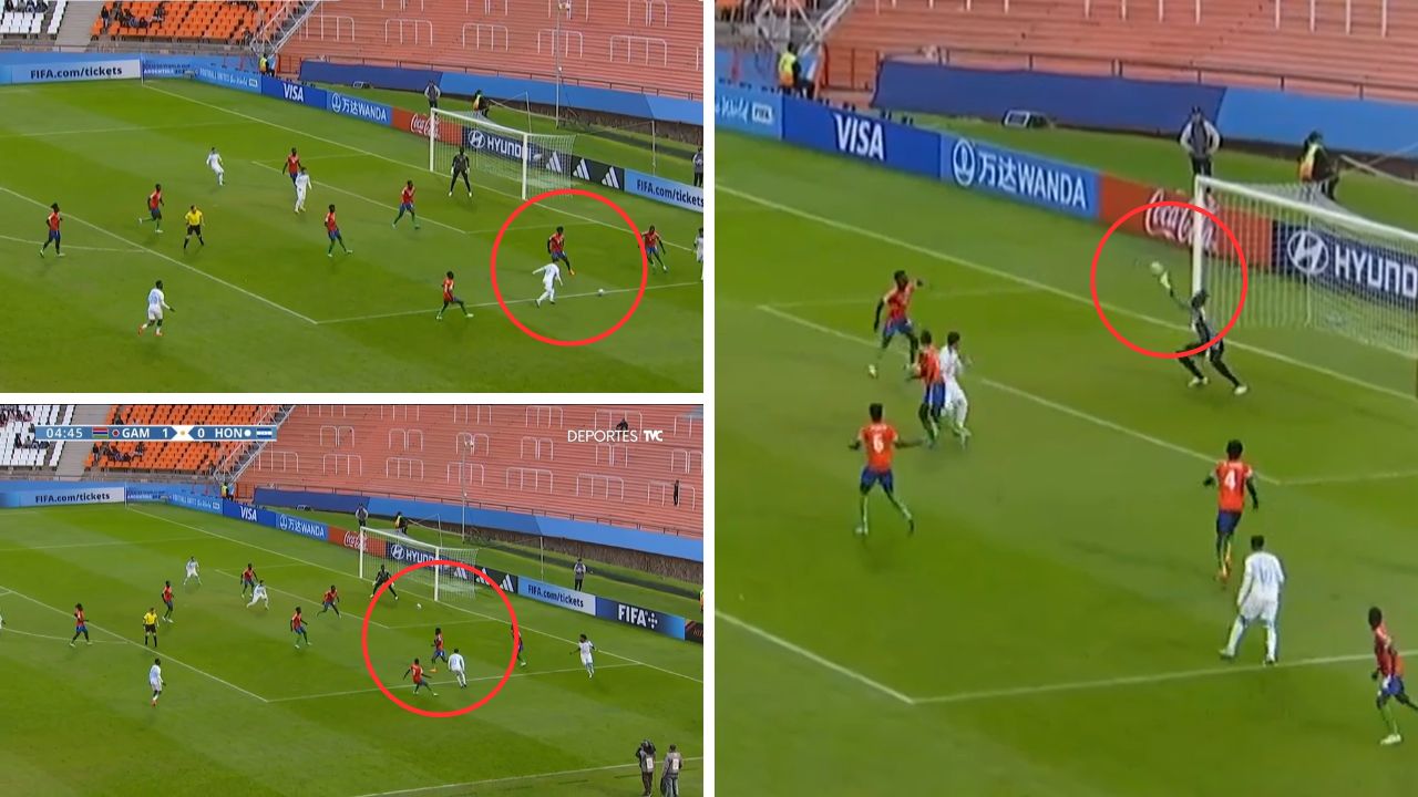Marco Aceituno anota el gol del empate de Honduras ante Gambia tras el 'madrugón'