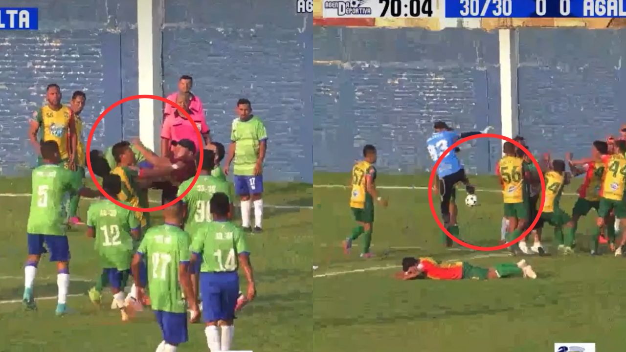 Jugadores hondureños protagonizan brutal pelea en la Liga Nacional de Veteranos