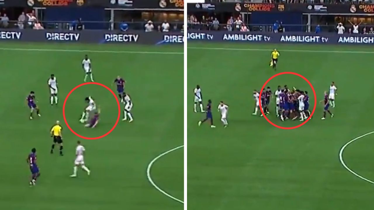 Real Madrid y Barcelona protagonizan tremendo zafarrancho en El Clásico