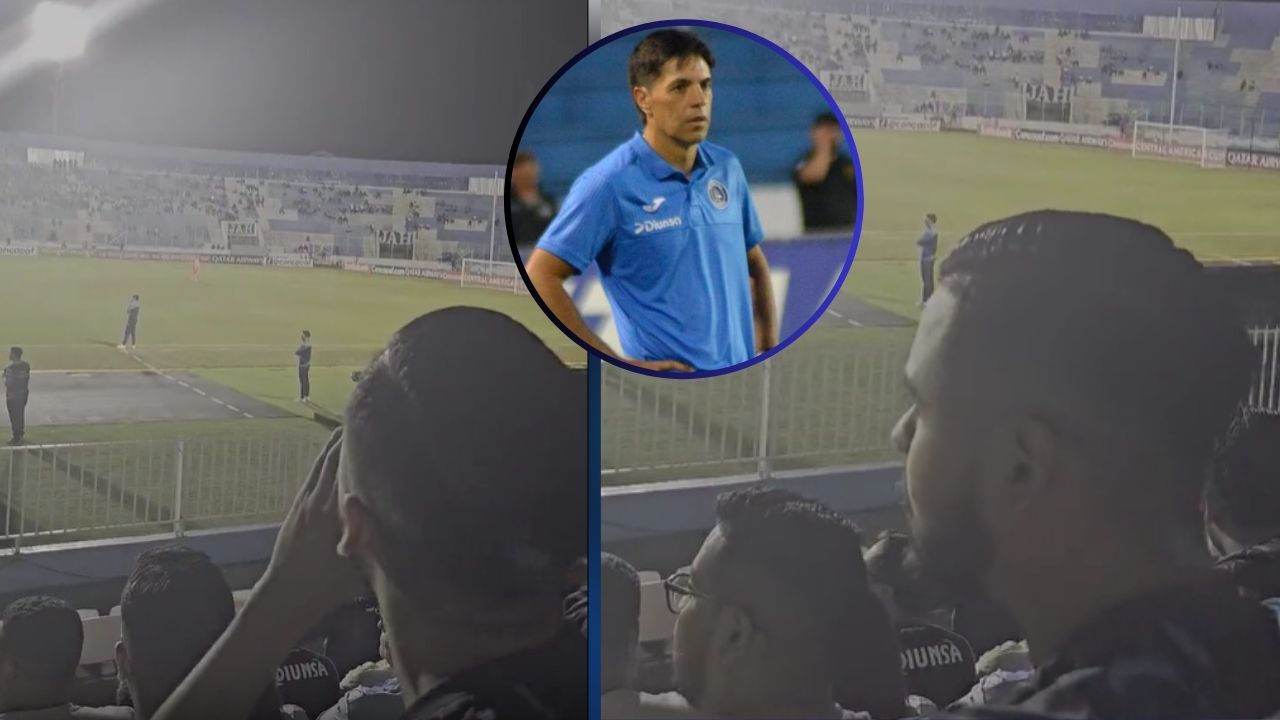 La reacción de César Vigevani cuando la afición de Motagua pedía a Iván López ante Saprissa