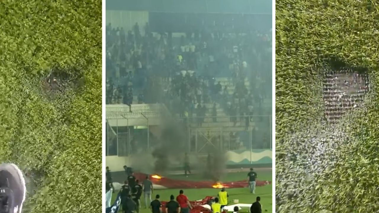 Grama del Estadio Nacional quedó dañada tras bengalas lanzadas por aficionados del Motagua