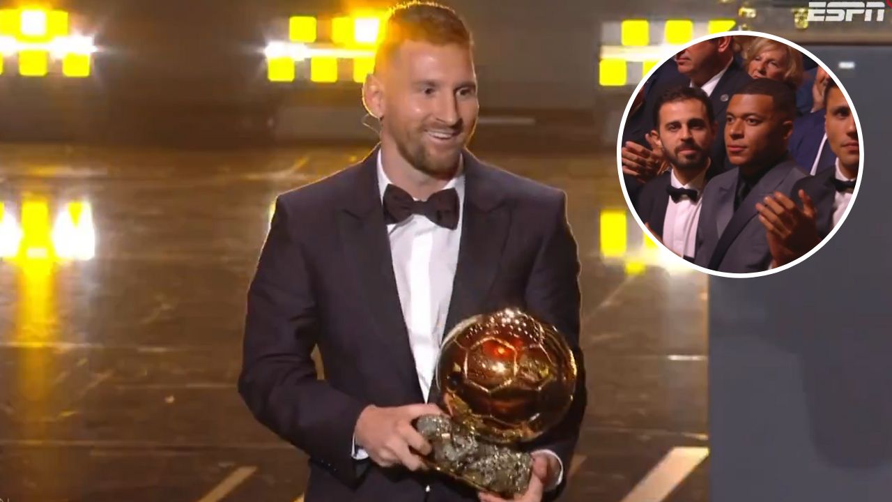 La inesperada reacción de Mbappé luego que Messi recibiera su octavo Balón de Oro