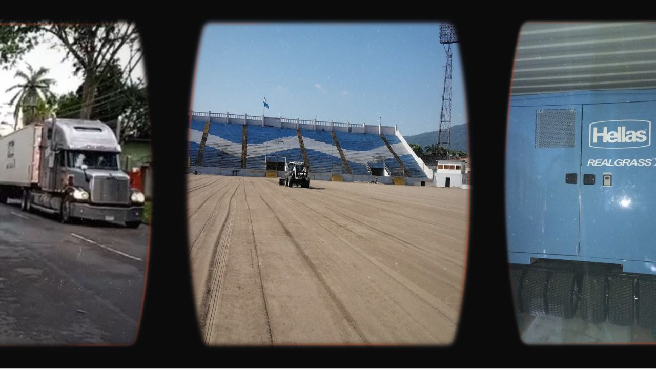 Estadio Morazán ya cuenta con la máquina que coserá su nueva grama híbrida