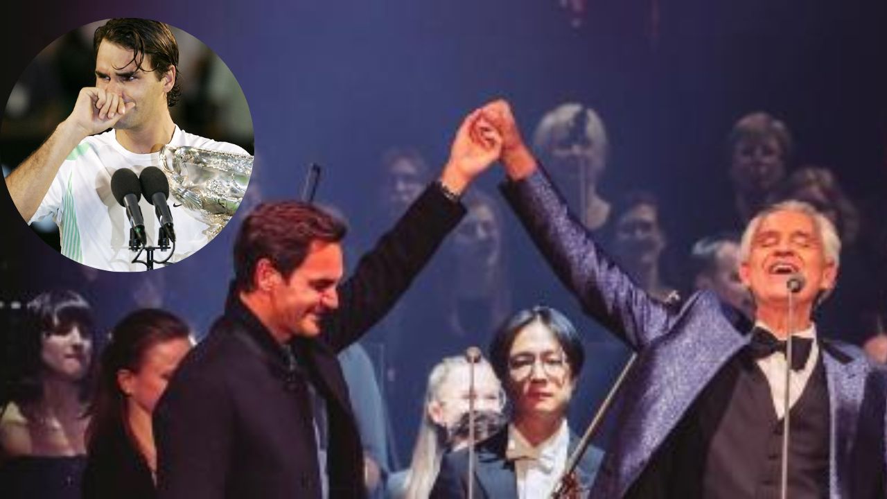 Andrea Bocelli y Federer juntos, y su peculiar manera de reaccionar tras escuchar una de sus canciones