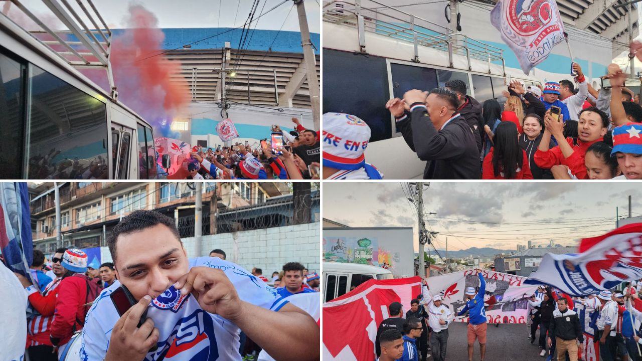 ¡Con fuego y color! Olimpia fue recibido con bombos y platillos por sus aficionados
