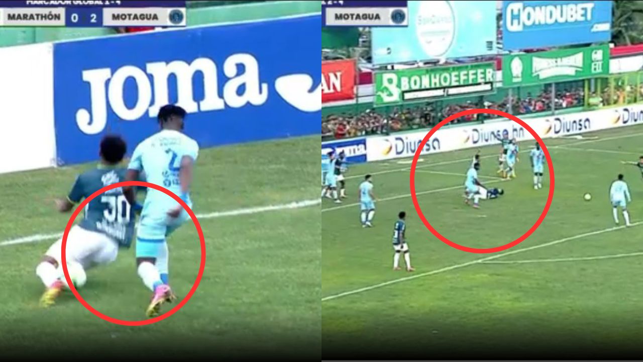 Estos fueron los dos penales que le cobraron a Marathón en contra de Motagua