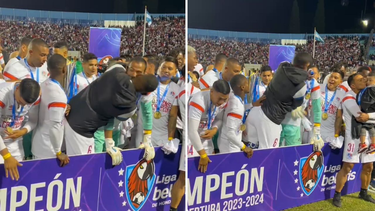 Beckeles lo vuelve a hacer y le roba beso a jugador del Olimpia tras levantar la 37