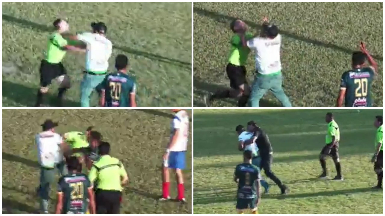 Árbitro hondureño recibe brutal agresión de un entrenador en pleno partido en Copán