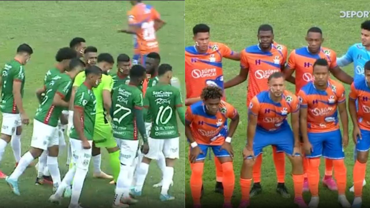 La extraña mancha en la cara de los jugadores de Marathón y Lobos UPN