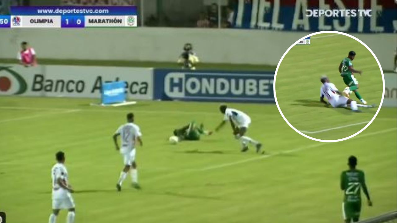 Así fue la falta dentro del área que pudo ser penal a favor del Marathón