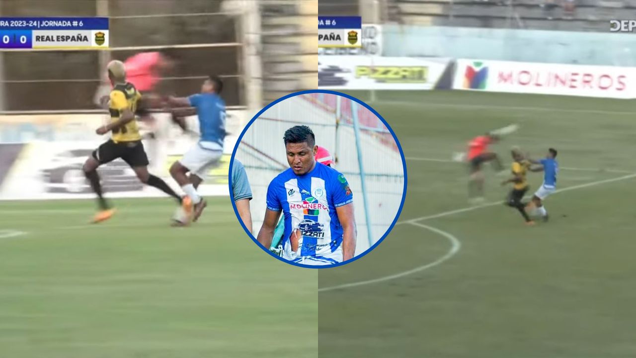 Portero del Real España le rompe la camisa a Frelys López en polémica jugada