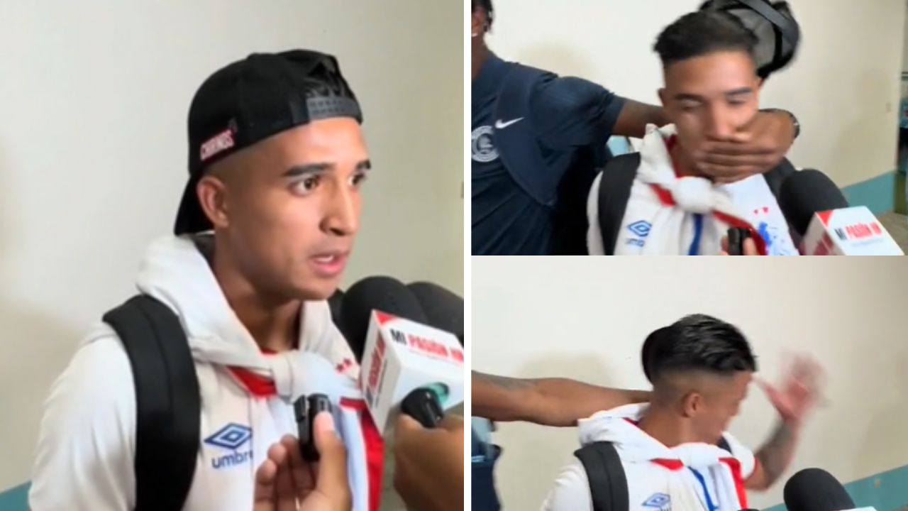 La curiosa broma de un jugador de Motagua a Michaell Chirinos en plena entrevista