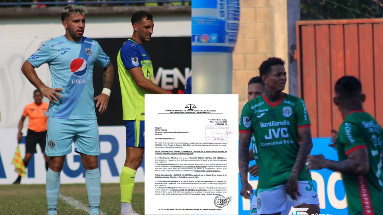 Comisión de Disciplina multa a Marathón y Motagua por culpa de sus jugadores