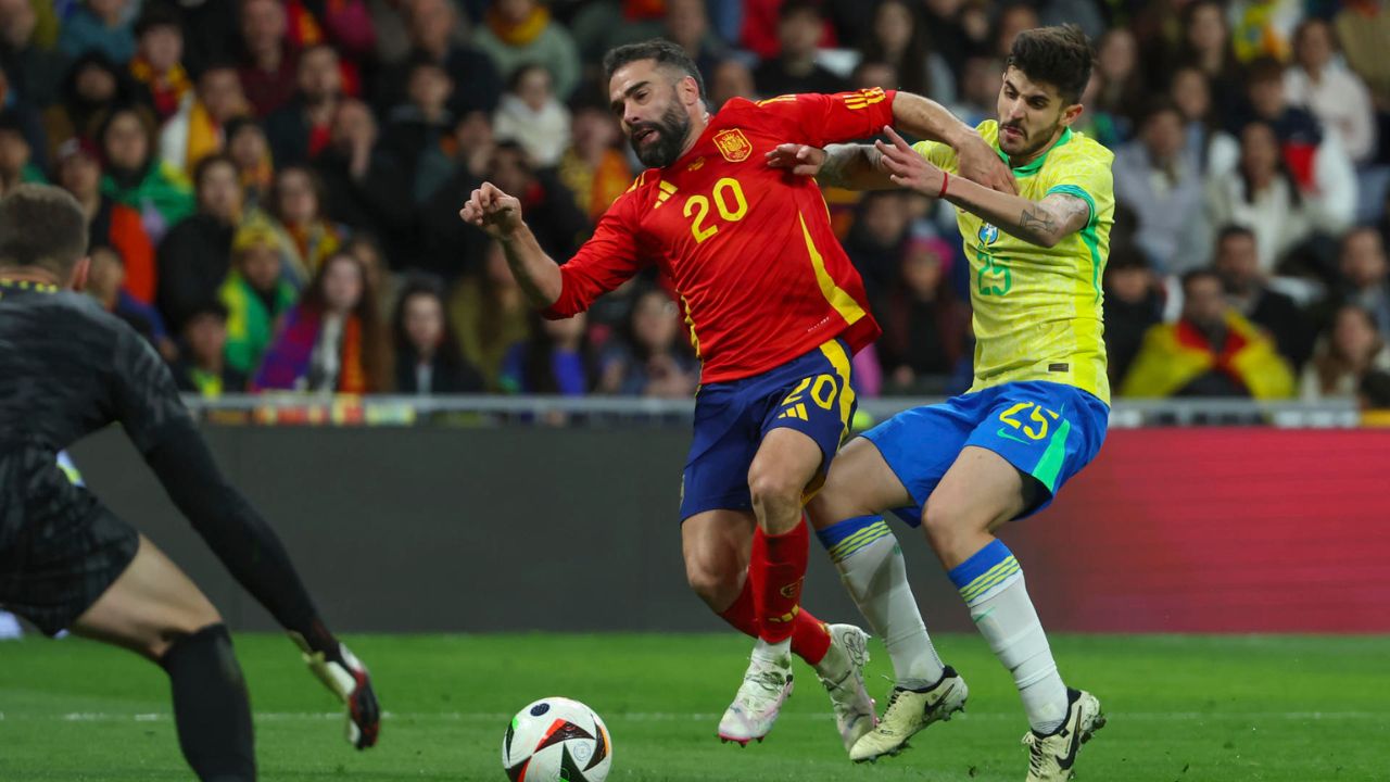 España y Brasil empatan con goles en un partidazo en el Santiago Bernabéu