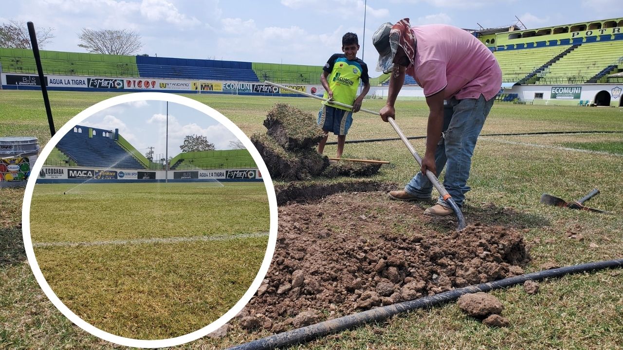Olancho FC muestra las mejoras que le hacen a la cancha del estadio Juan Ramón Brevé