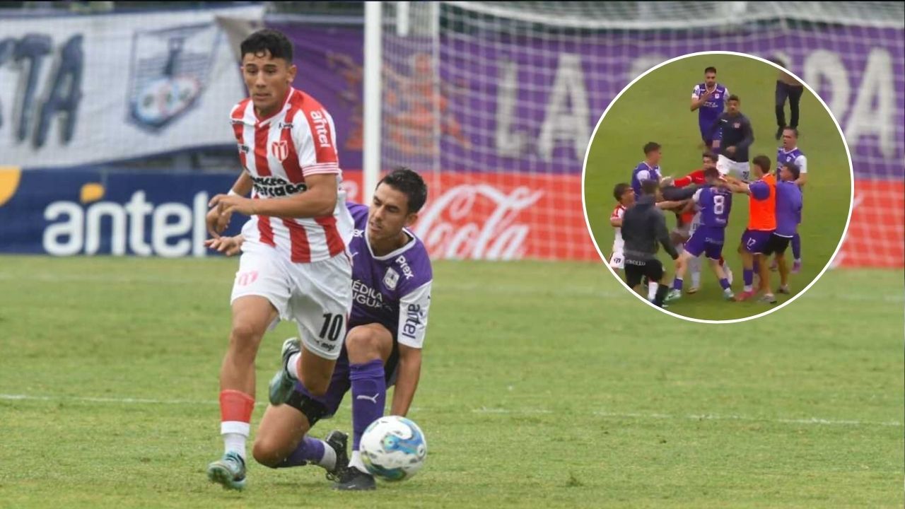 ¡De escándalo! Así fue la brutal batalla campal que se vivió en partido profesional de Uruguay