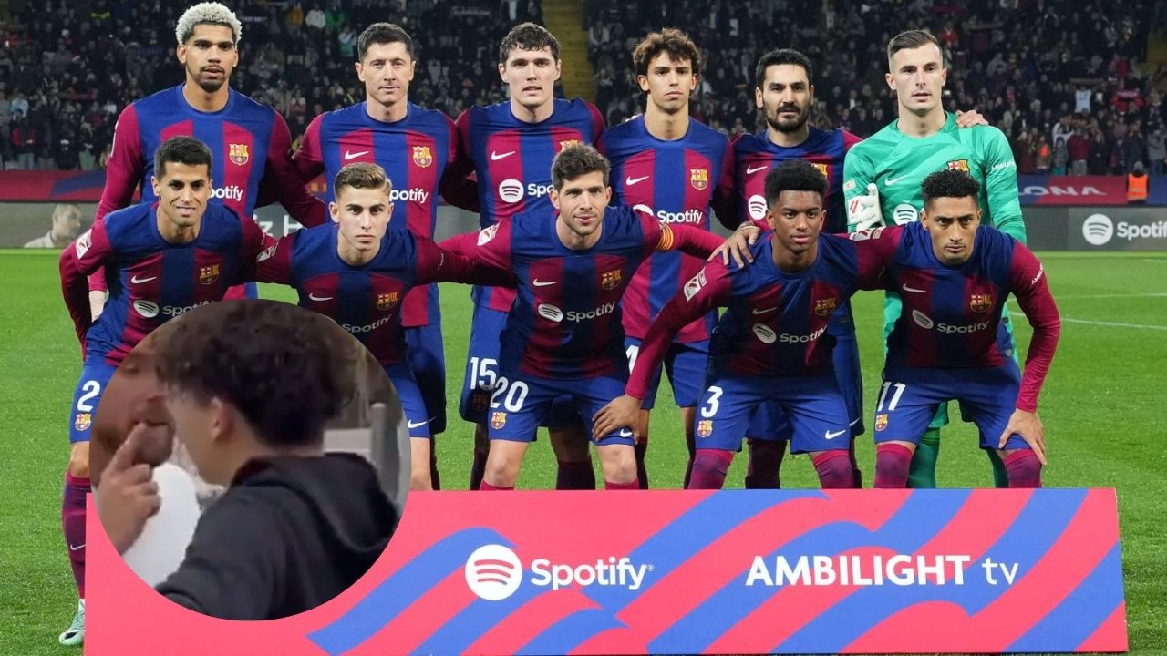 Jugador del FC Barcelona se encara con un aficionado