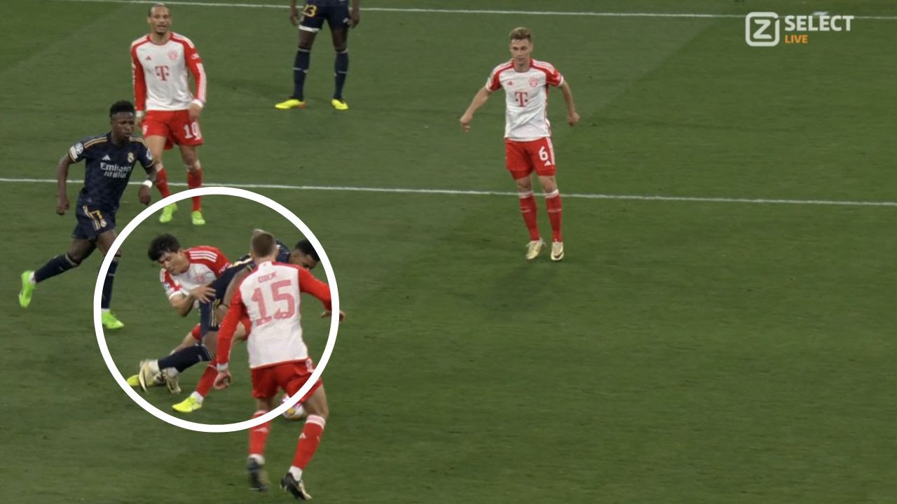 Así fue el penal que le cometieron a Rodrygo en su visita al Bayern Múnich