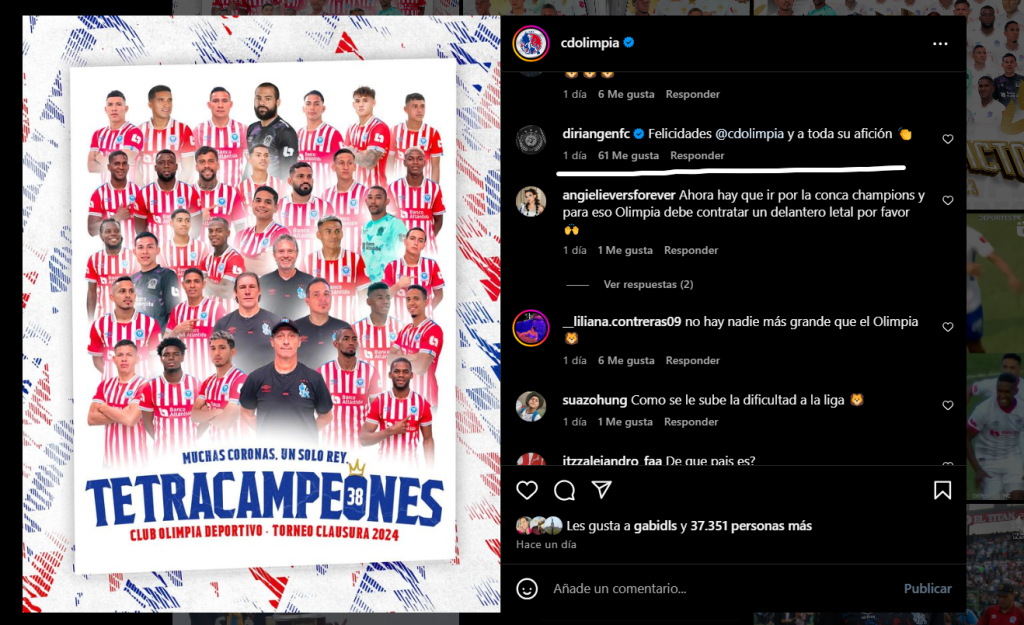 captura Instagram Olimpia