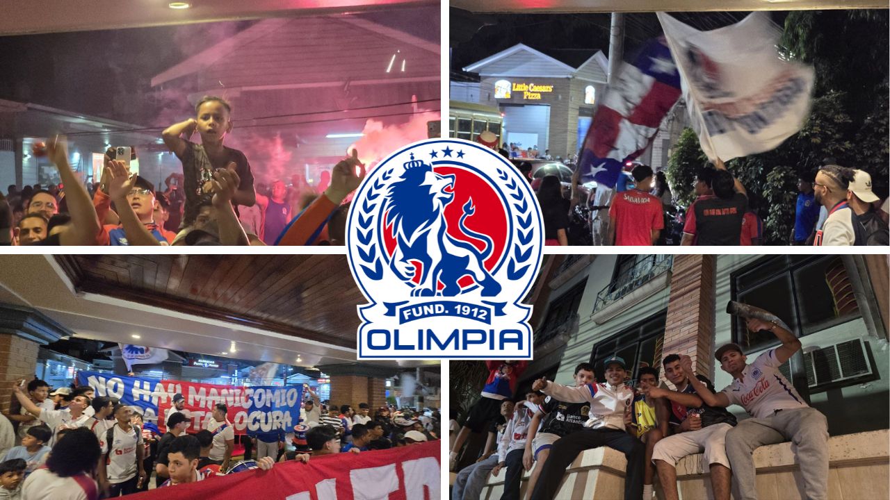 Afición del Olimpia realiza el tradicional banderazo previo a la final ante Marathón