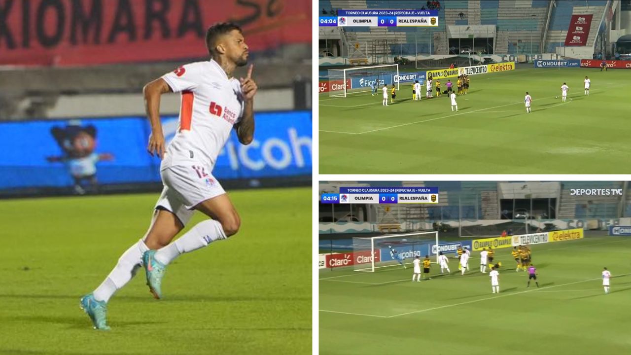 Gabriel Araujo anota un golazo de tiro libre para empatar la serie ante Real España