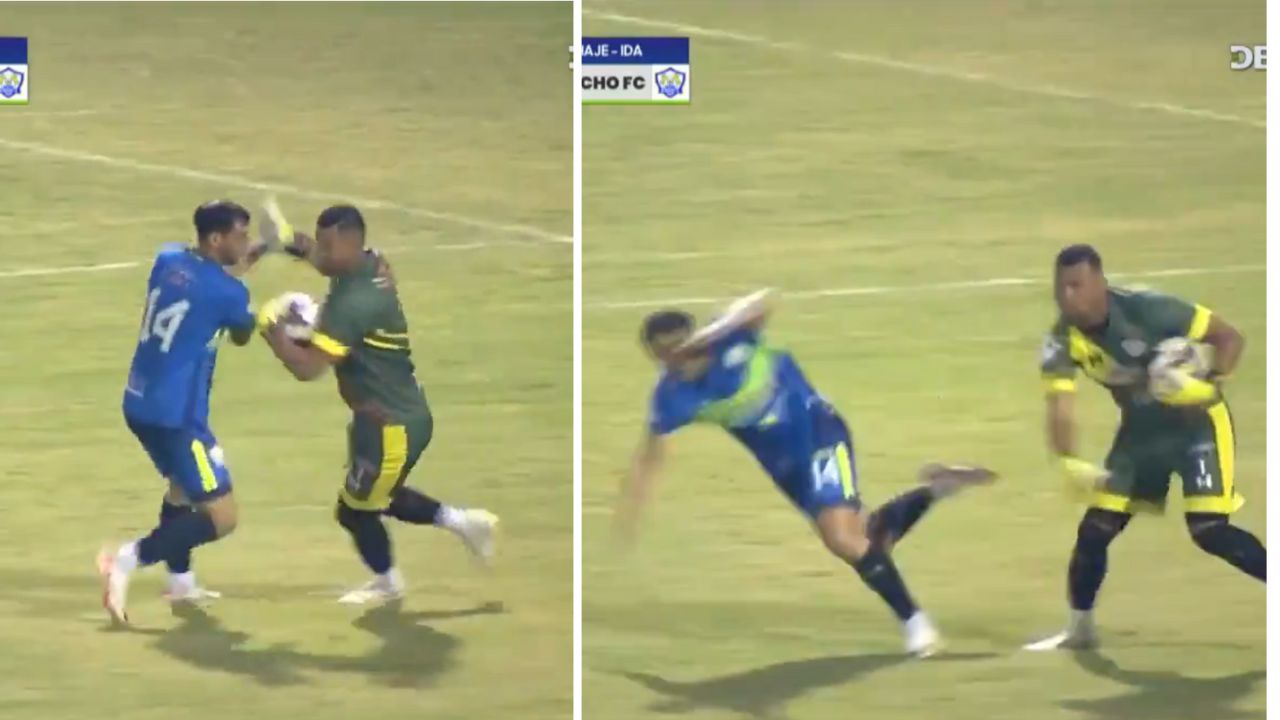 Así fue la brusca reacción de Gerson Argueta contra un jugador de Olancho FC