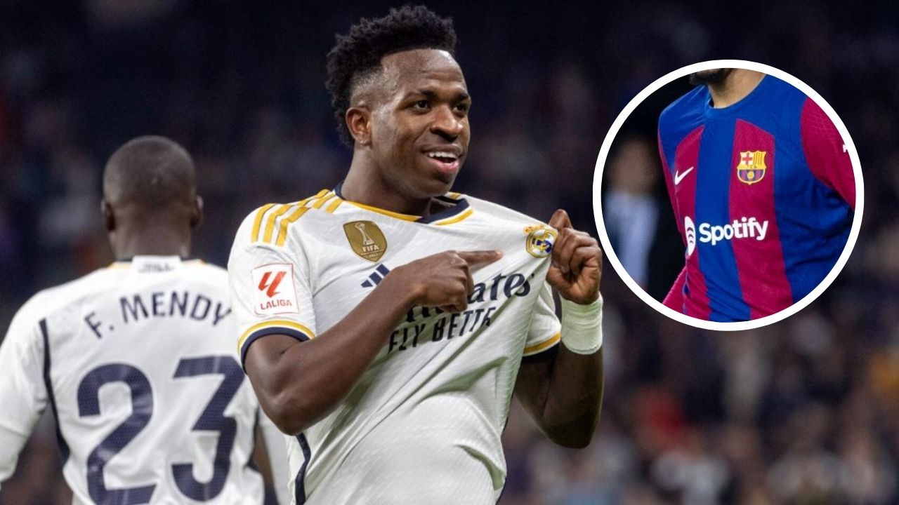 Vinicius Jr se acuerda de un jugador del Barcelona en plena celebración del título