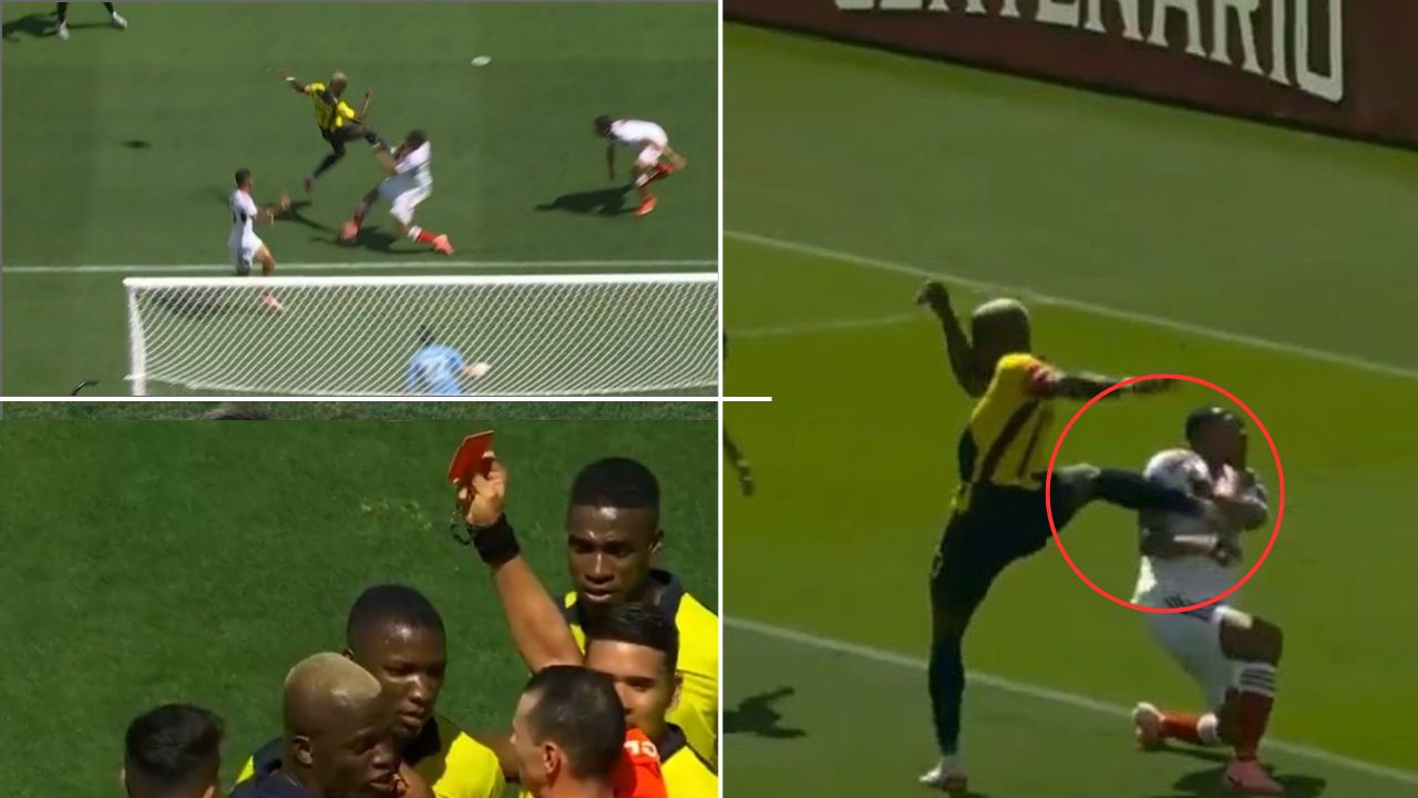 Enner Valencia sale expulsado tras cometer brusca falta sobre rival