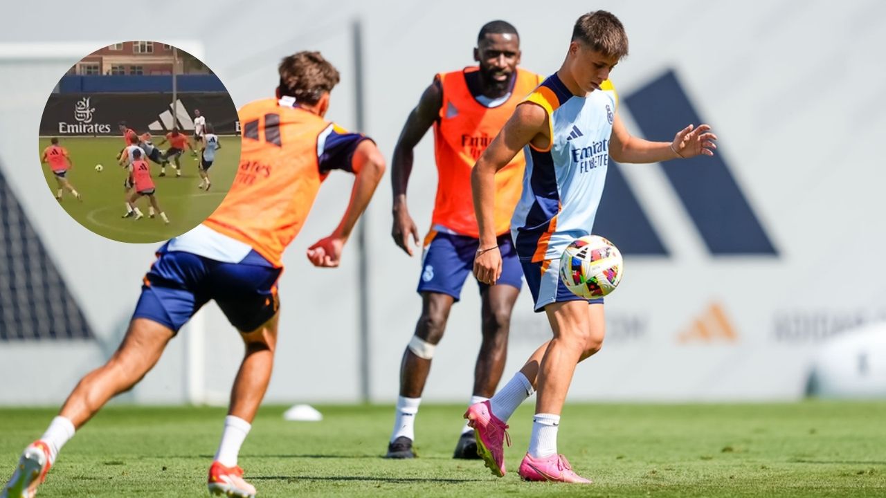 Así fue la brutal entrada de Rüdiger a Endrick en el entrenamiento del Real Madrid