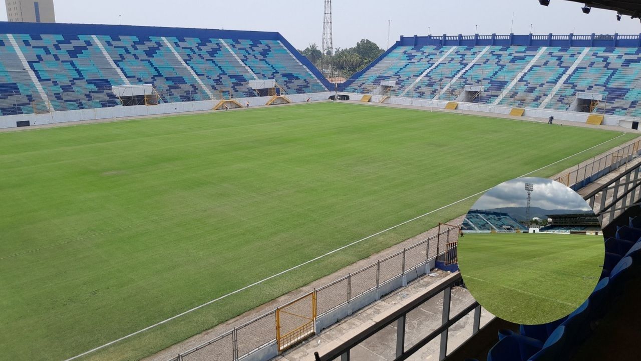 Así se encuentra la grama del estadio Morazán a diez días de su inauguración