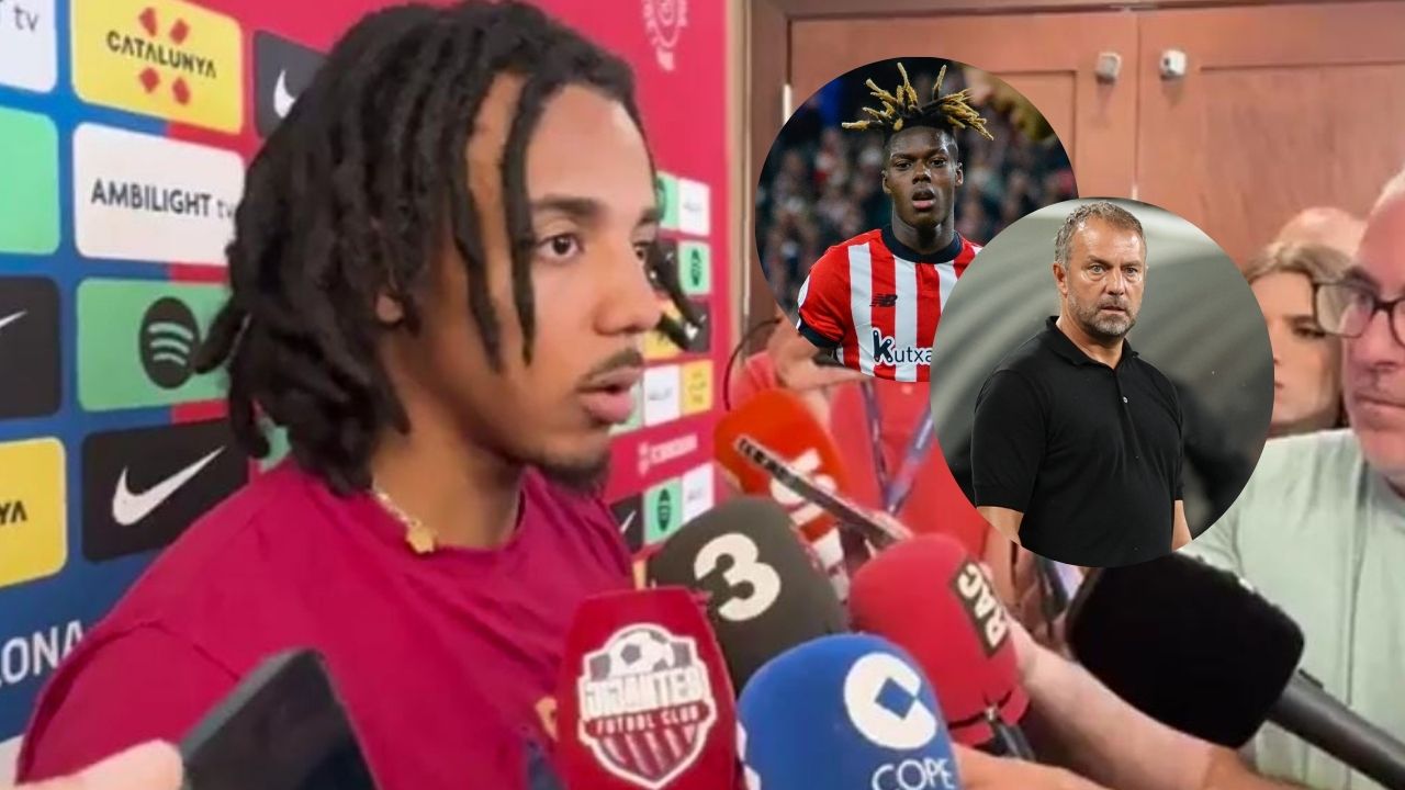 Jules Koundé le da la bienvenida a Nico Williams al FC Barcelona
