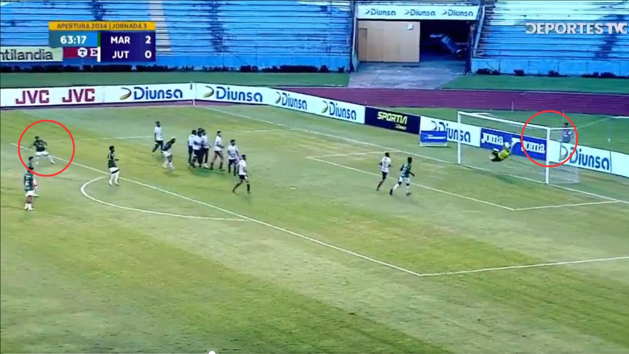 Así fue el golazo de Odín Ramos con el Marathón vs Juticalpa en la Jornada 3