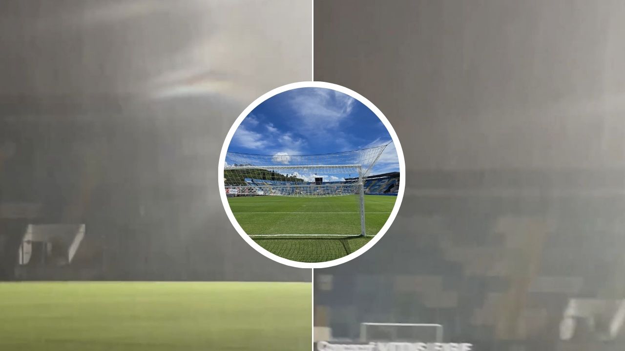 Así quedó la cancha del estadio Nacional Chelato Uclés tras lluvia en Tegucigalpa