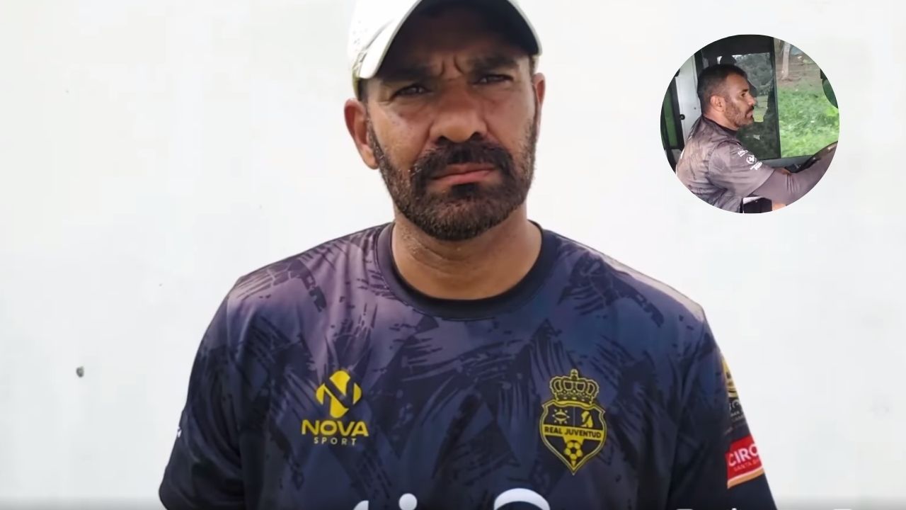 Ninrod Medina se olvida de ser técnico y conduce el bus de la Real Juventud