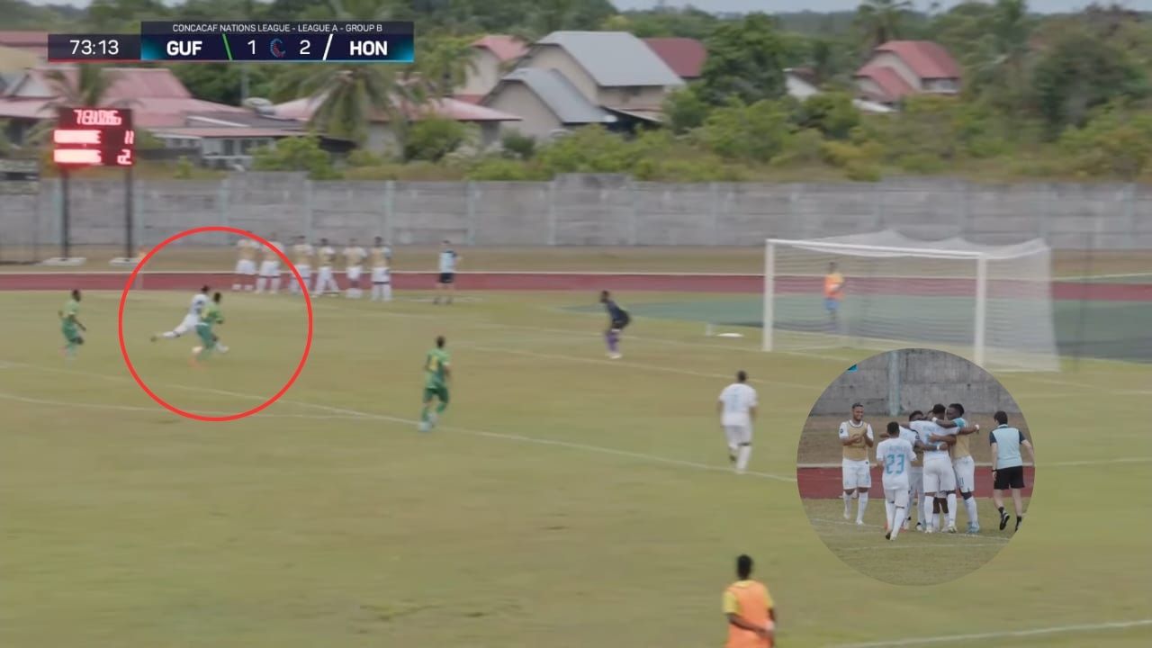 Jorge Benguché anota el tercer gol ante Guayana Francesa