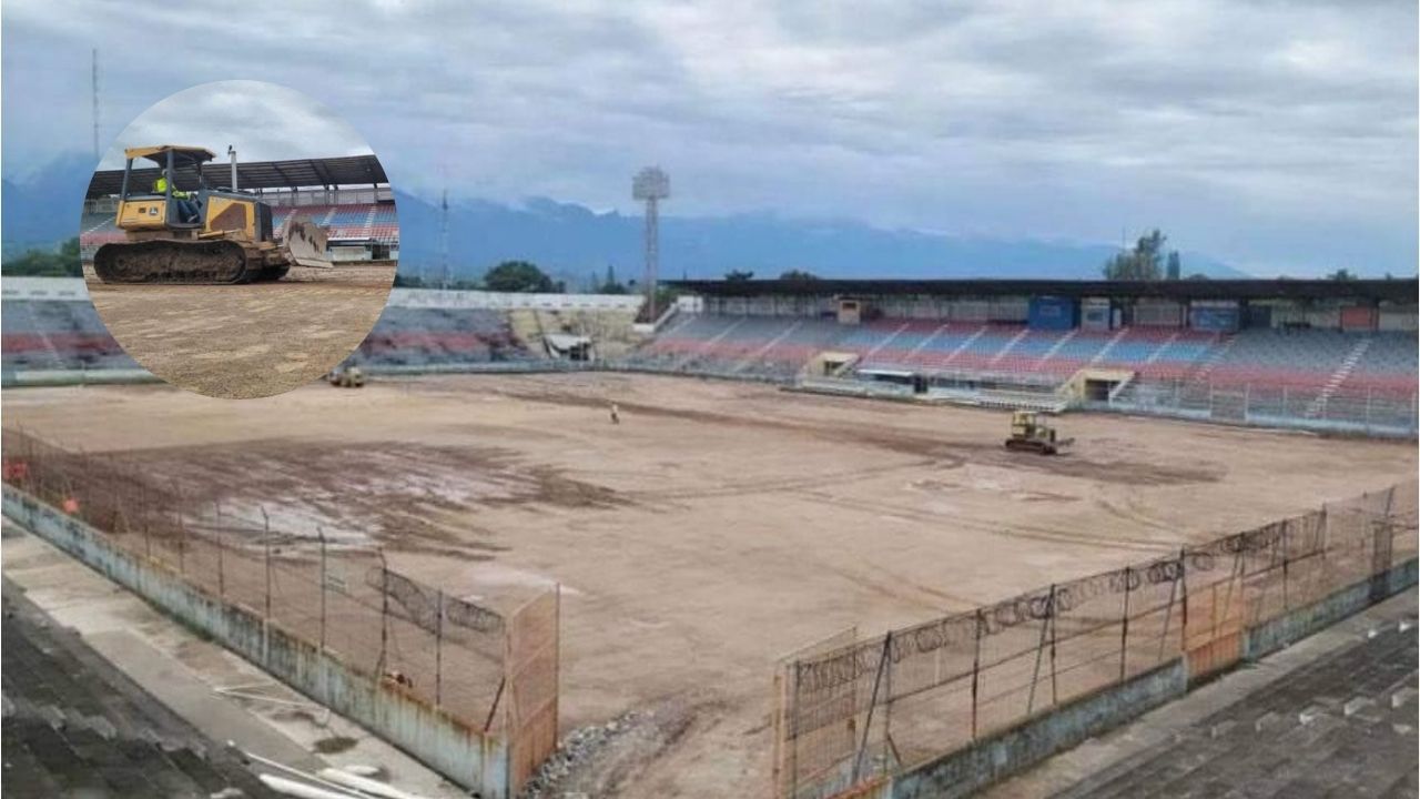 Así avanzan los trabajos en la grama del estadio Ceibeño