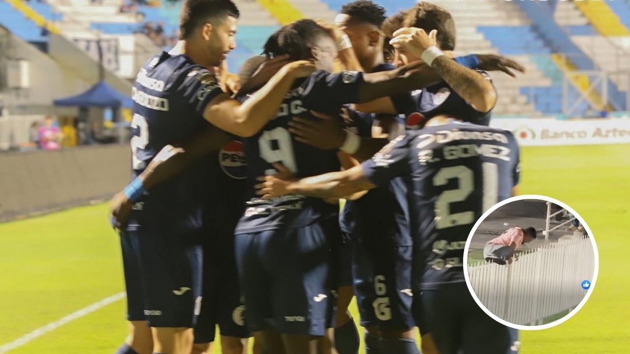 Aficionado del Motagua se mete al estadio a celebrar gol con los jugadores