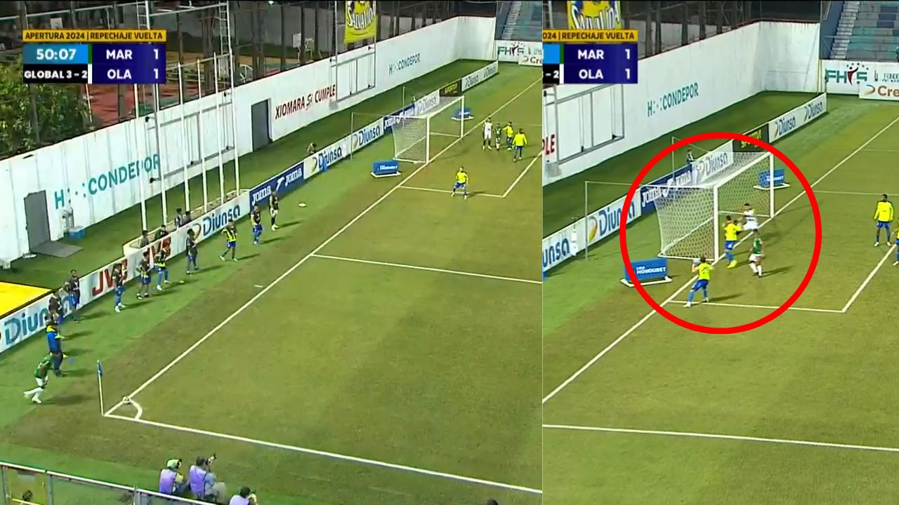Así fue el polémico gol olímpico con el que Marathón empató ante Olancho FC