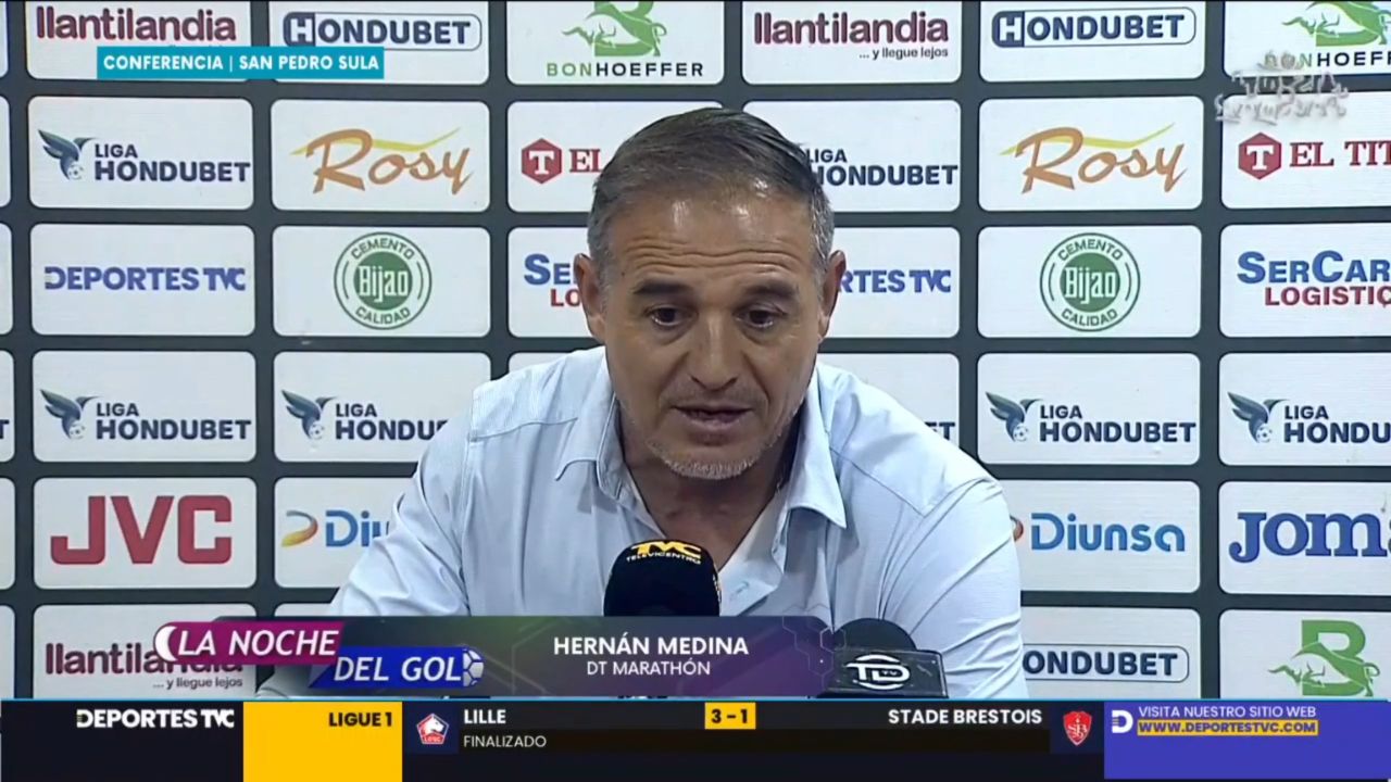 Tota Medina reacciona tras la eliminación de Marathón ante el Olancho FC