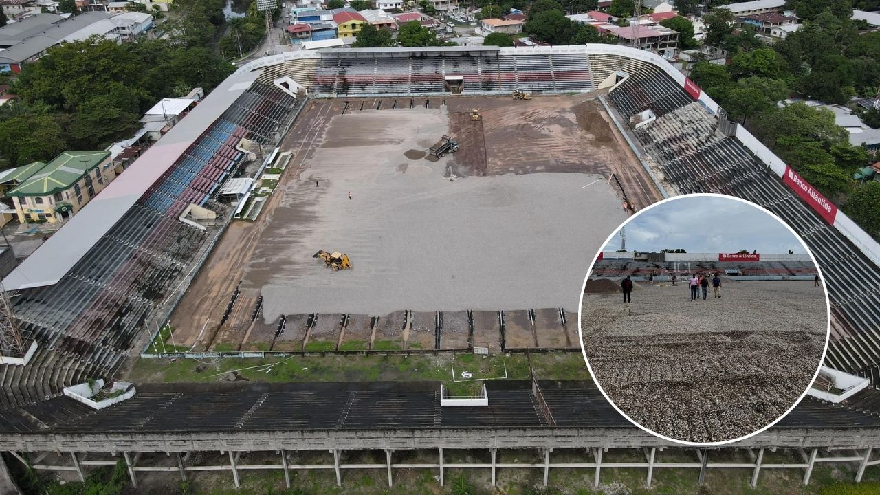 Así avanza el cambio de la grama del estadio Ceibeño